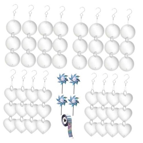 53 Pcs Bird Devices Outdoor Set,48 Pcs Bird Scare Discs,4Pcs Reflective
