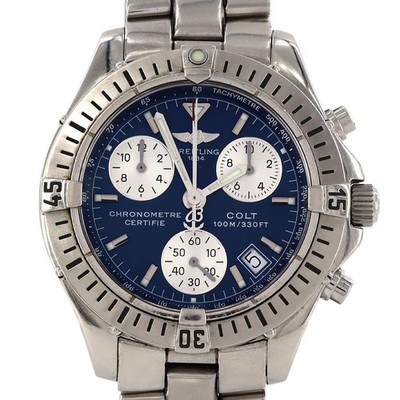 Authentic [Unserviced - Value Price] Breitling Chrono Colt A73350 Stainless ...