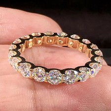 2Ct Lab Created Diamond Band Eternity Engagement Ring 14K Yellow Gold Plated
