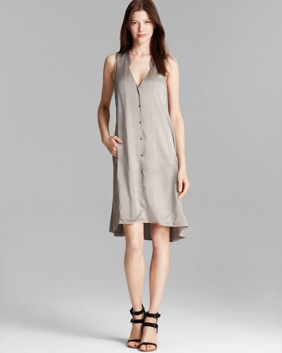 eileen fisher silk shirt dress Eileen Fisher Womens Tencel Blend Mandarin Shirtdress Purple XL