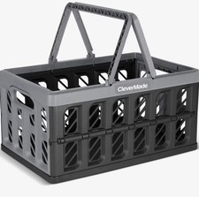 CleverMade Collapsible Shopping Basket 24L Stone with Handles
