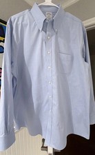 Brooks Brothers Mens Dress Shirt 17.5 34/35 Light Blue Pinpoint Oxford Regent