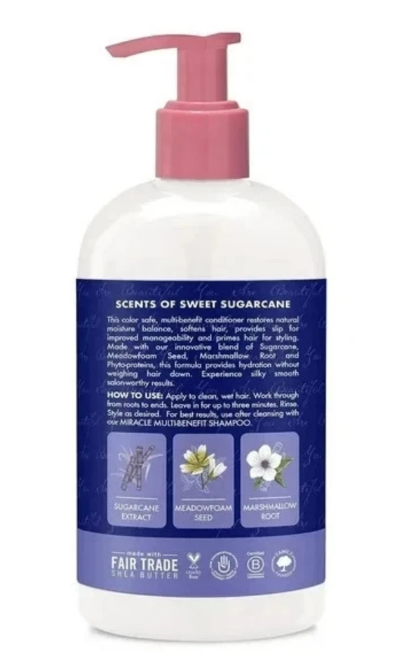 HUMEDAD DE KARITÉ Caña de Azúcar Espuma de Prado MILAGRO MULTI BENEFICIO Acondicionador 13 oz Rizado Foto 2 de 4