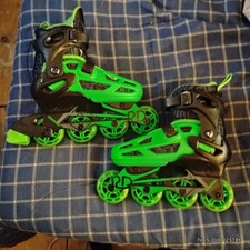 ROLLER DERBY GREEN WIRE KIDS' QUAD COMBO SKATES - YOUTH 3-6 - BLACK/GREEN