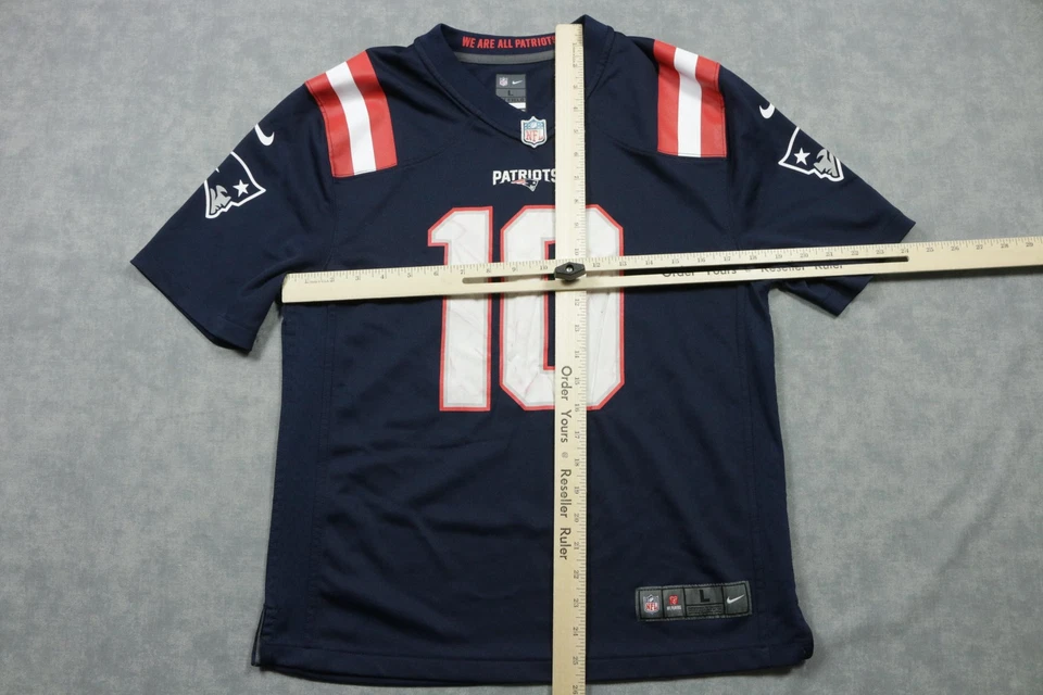 Camiseta de los New England Patriots para niños grande azul NFL fútbol Jones 10 Nike en el campo Foto 3 de 4