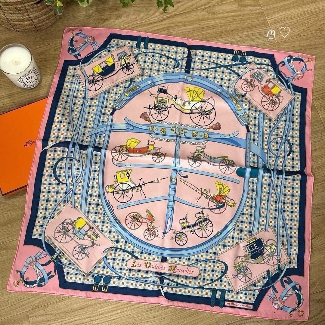 Hermes 70 History of the Carriage Silk Scarf Rose Trousers r0_0209 thumbnail 8