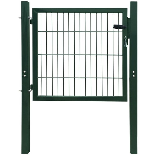 Poort Dubbelstaafmat Enkel 106x230 cm Groen Tuinpoort Poorten Hekpoort vidaXL - Afbeelding 7 van 34