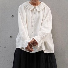 Ichi Antiquites Linen Frill Shirt Free Size natural Color Unused From Japan