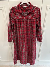 LL Bean Red Plaid Flannel Nightgown Size Small Holiday Prairie Granny Cottage