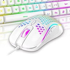 RedThunder RGB Wired Gaming Keyboard and Mouse Bundle, White, 7 Color Lighting