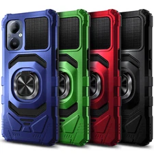 For OnePlus Nord N30 5G Case Shockproof Ring Stand Phone Cover w/ Tempered Glass