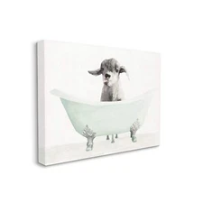 Stupell Industries Baby Llama in A Tub Funny Animal Bathroom Drawing, Stellar...