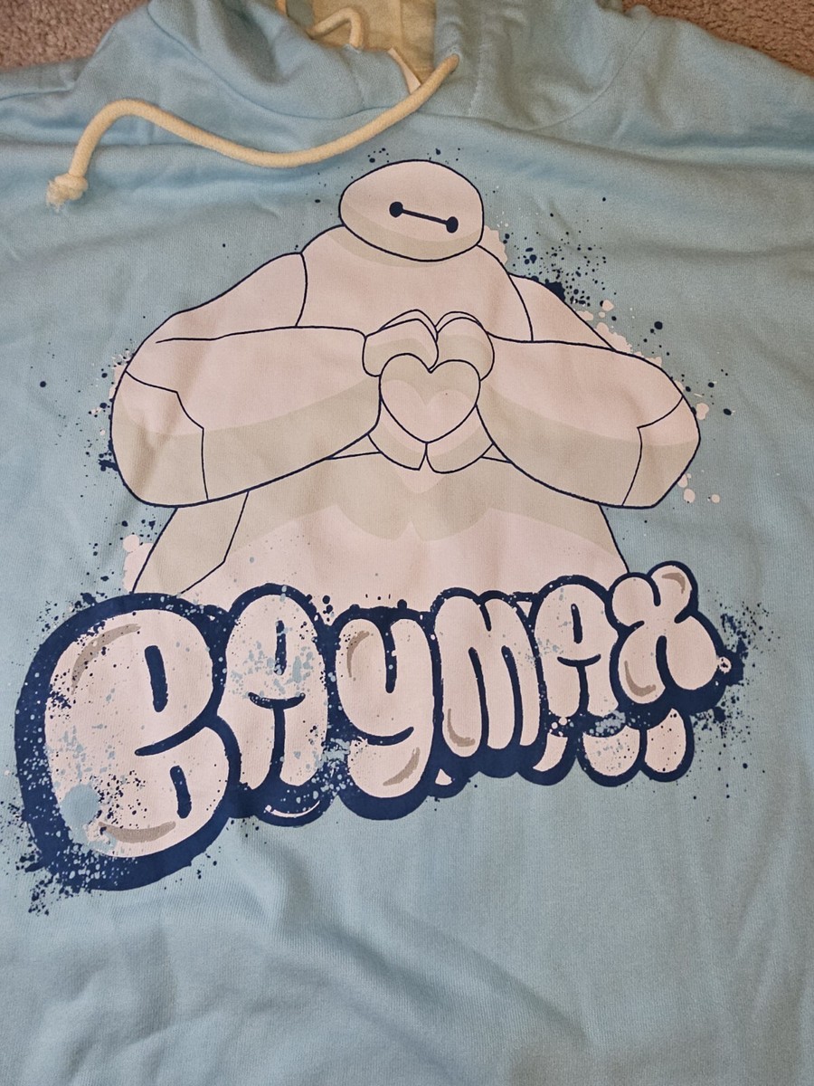 Disney Big Hero BAYMAX Graffiti-Style Light Blue Hoodie Size