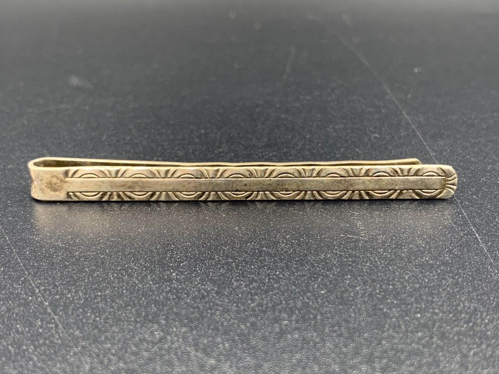 Antique German Embossed Solid Silver Tie Bar Clip… - image 2