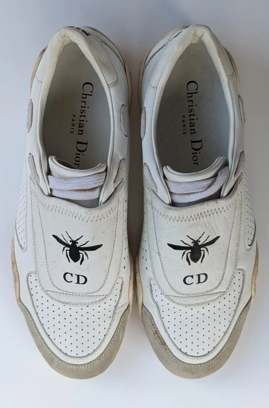 Baskets Christian Dior D Bee en cuir blanc taille 37 EU   7 US