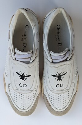 Christian Dior D-Bee Leather Trainers in White Size 37 EU