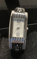 NEW! Gorgeous Vernier Bangle Watch, silver tone, Rectangle shape, white face