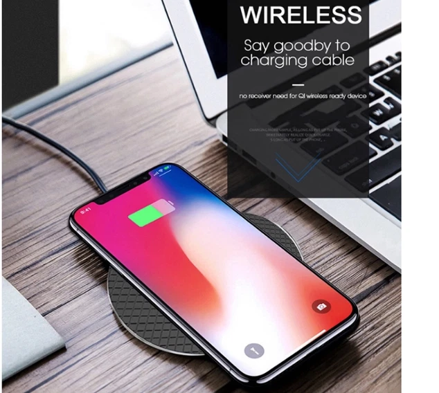 10W Metal Qi Wireless Charger Fast Charging Mat For iPhone XS Max Samsung S10 S9 - Image 2 of 4