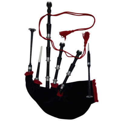  Highland Bagpipe Rosewood Black Colour Silver Plain Mounts/Scottish Bagpipes