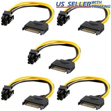 (5-pack) 15pin SATA Power to 6pin PCI-e PCI Express Adapter Cable Video Card 5X