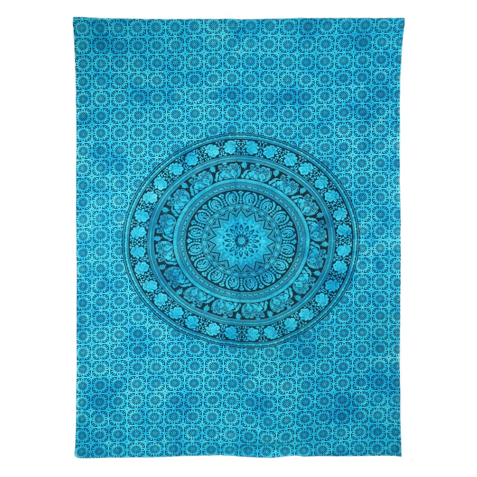 Tapiz Mandala Doble Pared Indio Colgante Verde Azulado Ombre Bohemio Mandala Decoración del Hogar Foto 4 de 4