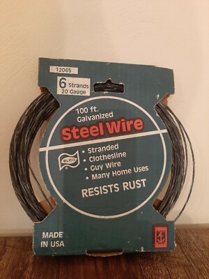 ELCO 100 ft. Galvanized Steel Wire Resists Rust 6 Stands 20 Gauge Made In USA