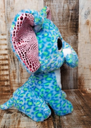 Dan Dee Blue Green Spotted Big Eye Elephant Pink Shiny Ears Plush Stuffed Animal - Picture 2 of 3