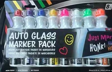 Chroma Window/ Car/ Auto Glass Marker Kit, 8-Pk.- Multicolor- Weather resistant