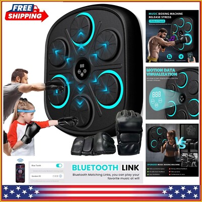 Smart Music Boxing Machine w/ Gloves Adults Kids Training Bluetooth Electronic