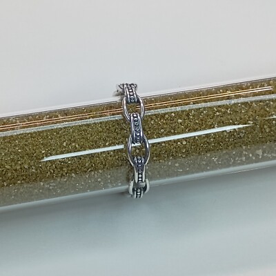 .925 sterling silver studded linked chain pattern band ring.  various sizes