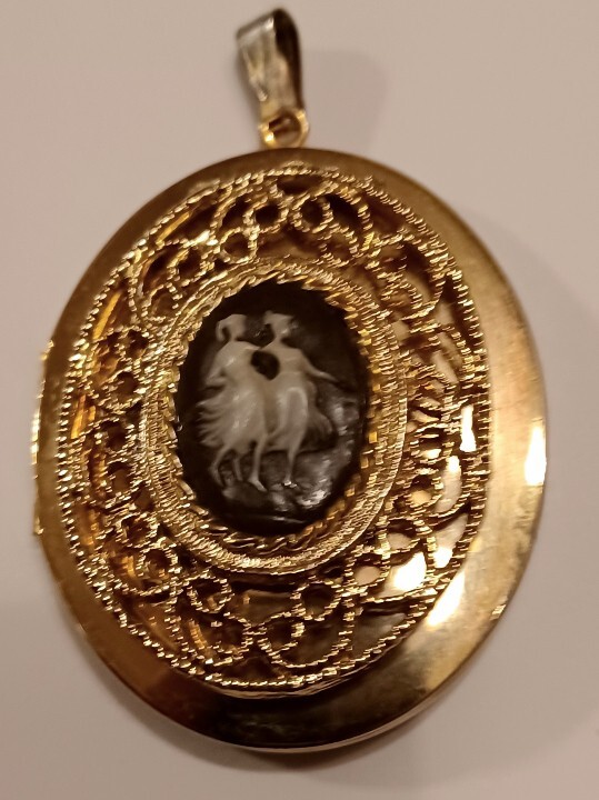 Antique Oval Cameo Gold Tone Victorian Filigree Vntg Photo (Pendant) Necklace