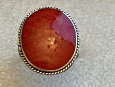Natural Sponge Coral Ring in 925 Sterling Silver Size 7.0 