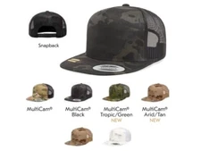 Yupoong 6006 Multi-Camo Five-Panel Classic Trucker Hat Snapback Flat Bill 