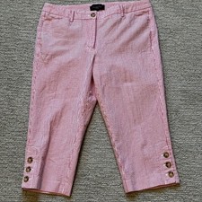 Talbots  Womens Size 8P Red White The Perfect Skimmer Seersucker Pants