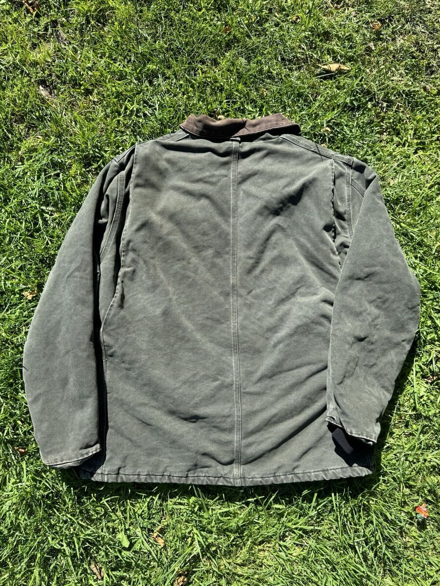 Men's Carhartt Arctic Green Quilted Lined Canvas Zip Up Work Men's Carhartt Arctic Green Quilted Lined Canvas Zip Up Work