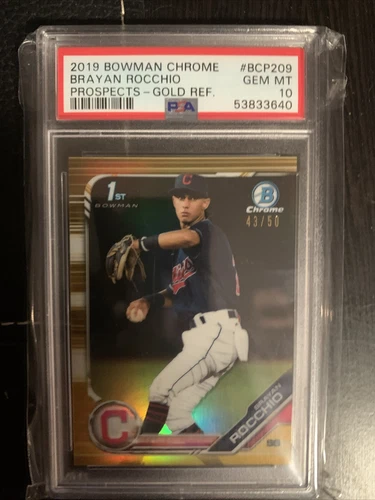 2019 Bowman Chrome Bryan Rocchio Gold Refractor RC 43/50 PSA 10 GEM MINT