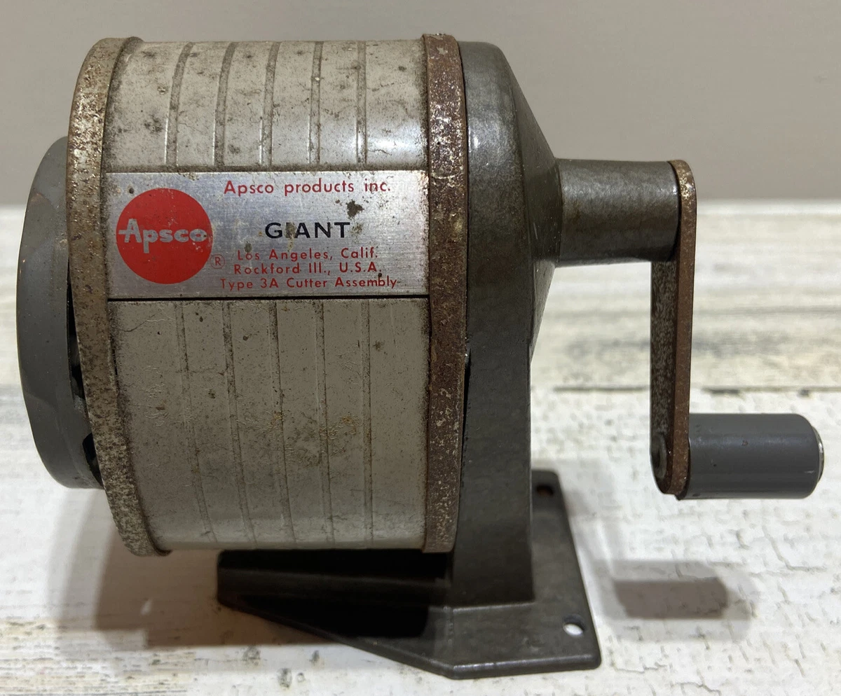 Vintage Apsco Giant Pencil Sharpener Wall or Desk Mount 6 Hole Tested Works