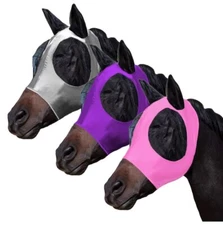 Horse Equine Fly Mask with Long Nose, Ear Protection, Fine Mesh Size US Large
