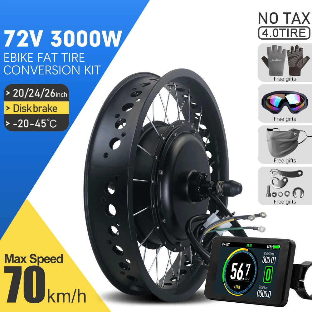 20 Inch 3000 Watt E Bike Kit 72V 3000W 20 24 26Inch Snow Fat E-bike