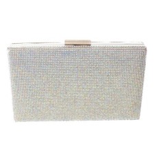 Silver Tone Metal Frame Clutch Evening Bag With Rhinestone BZY201-SAB