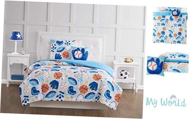 All Star 4-Piece Comforter Set Full Grey/Blue