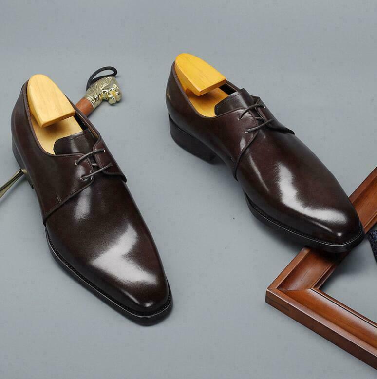 SAOLA Scarpe uomo business Oxford a punta matrimonio stringate formali pelle verde nuove