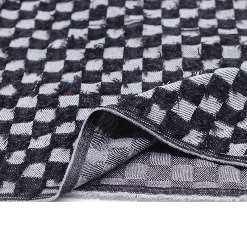 Tela de mezclilla a cuadros rasgados de 10 oz por metro para material de fabricación de ropa de jeans hágalo usted mismo Foto 4 de 4