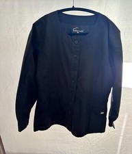 UNIFORM ADVANTAGE BUTTER SOFT SCRUB JACKET, WOMEN, LARGE, BLACK, HEMMED SLEEVES