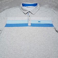 Travis Mathew Golf Shirt Mens Extra Large Gray Stripe Polo Casual Short Sleeve