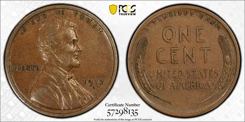 1917 D Lincoln Wheat Cent Penny PCGS AU-55 BN