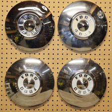 1956 1955 Ford Customline Fairlane Poverty Dog Dish Hub Cap Vintage Set Of 4 Oem