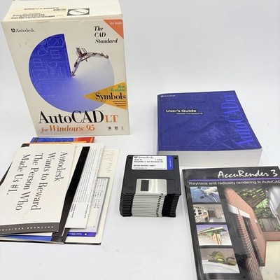 AUTODESK AutoCAD LT Windows 95 UPGRADE Complete Box 15 Disks Manuals