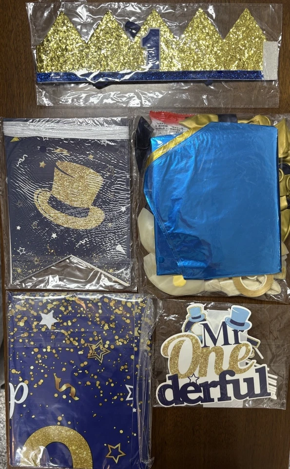 Feliz Primer Cumpleaños Mr. ONEderful Boy Conjunto de Suministros de Fiesta ~ Banner, Globos Foto 3 de 4