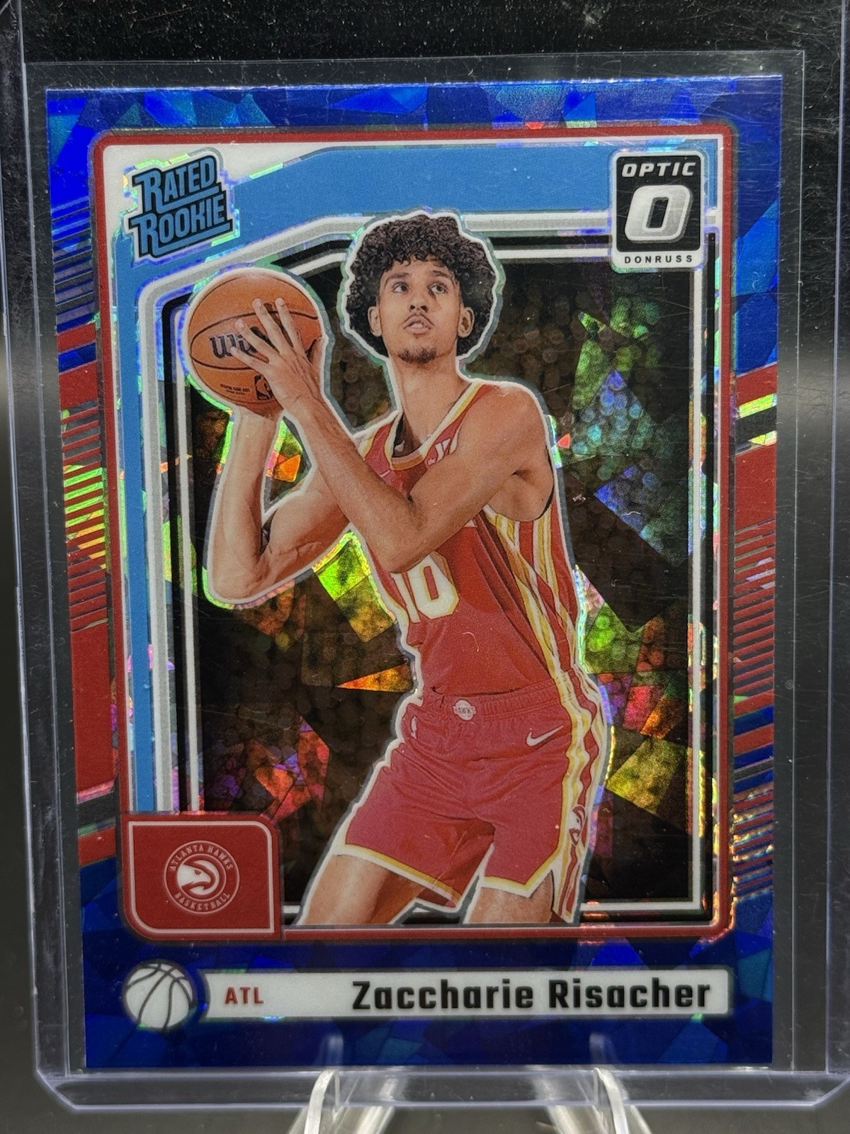 2024-25 Panini Donruss Optic Preview Zaccharie Risacher #P-219 Blue Cracked Ice